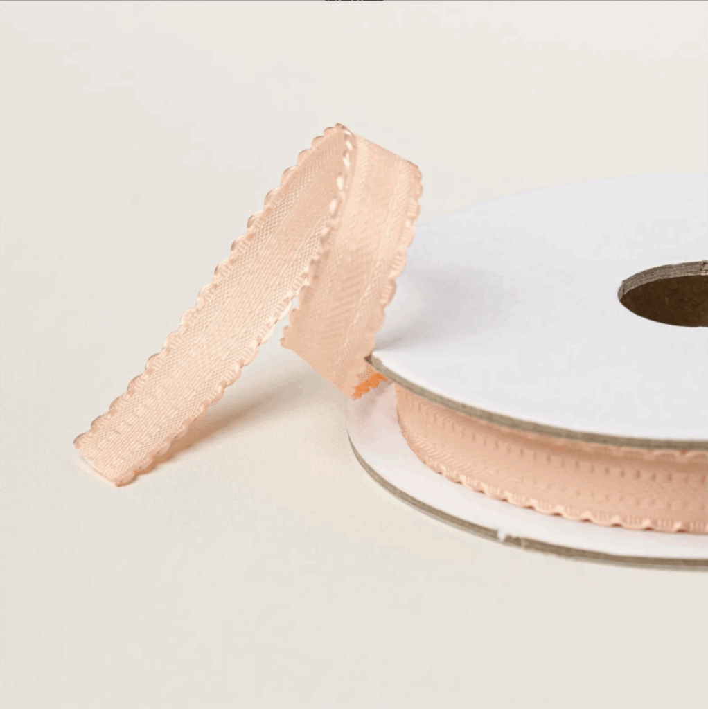 PETAL PINK 3-8 INCH SCALLOPED RIBBON
